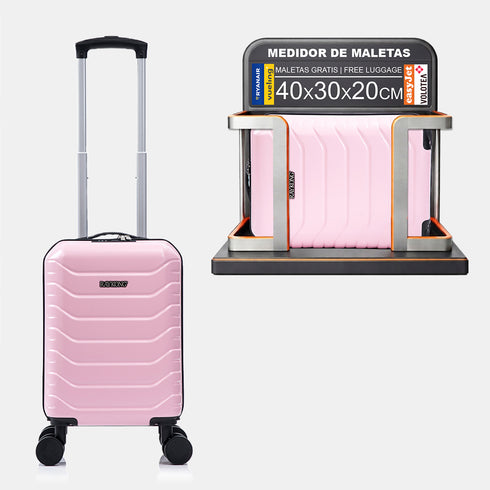 Maleta de Cabina ABS 40x30x20(24L)| Capacidad Máxima| Equipaje de Mano con Ruedas Desmontables para Ryanair | Vueling | EasyJet - Rosa Claro