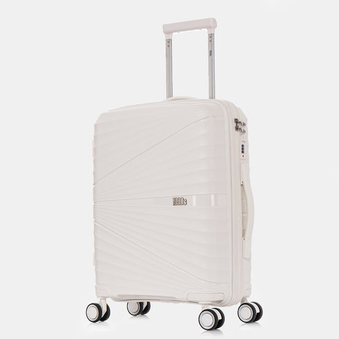 Maleta de cabina 55x39x21.5 cm (46L) Polipropileno - Candado Incrustado - 20 Pulgadas - Blanco - Chocolate