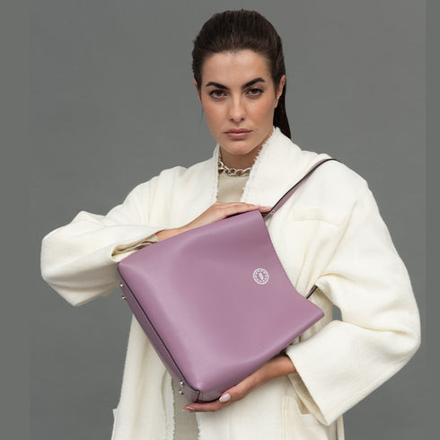 Bolso Hobo de Piel Rosa para Mujer - Leticia