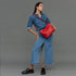 Bolso de hombro para mujer de piel con bandolera extensible rojo Mara