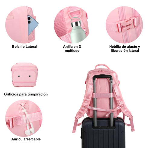1990s Mochila de viaje cabina expandible para Ryanair 40x25x20-25cm,con bolsa de zapatillas,mochila casual