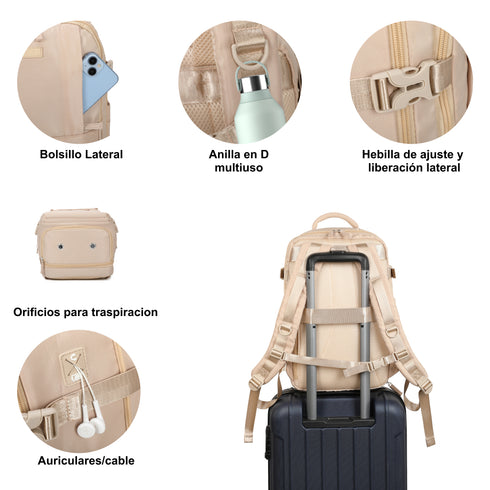 1990s Mochila de viaje cabina expandible para Ryanair 40x25x20-25cm,con bolsa de zapatillas,mochila casual