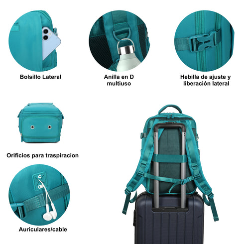 Mochila de viagem de cabine expansível dos anos 90 para Ryanair 40x25x20-25cm, com bolsa para sapatilhas, mochila casual