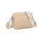 Bolso bandolera mujer pequeño de cuero PU tres compartimentos y dos bandoleras, bolso mensajero para cruzar polipiel regalo original para mujer - Taupe