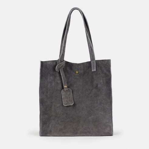 Bolso tote de piel serraje liso de mujer gris Cloe