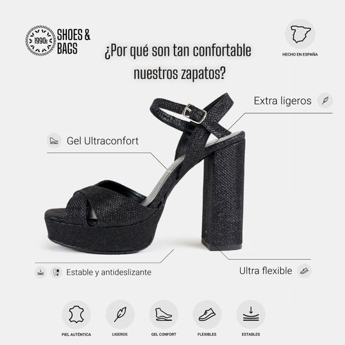 Zapatos de fiesta de tacón mujer negro María