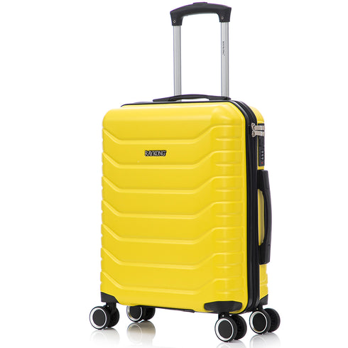 RAYKONG Mala de Cabine 55x40x20cm Policarbonato (40L) semirrígida Trolley pequeno Bagagem de Mão 4 Rodas giratórias a 360º Fecho numérico - Amarelo