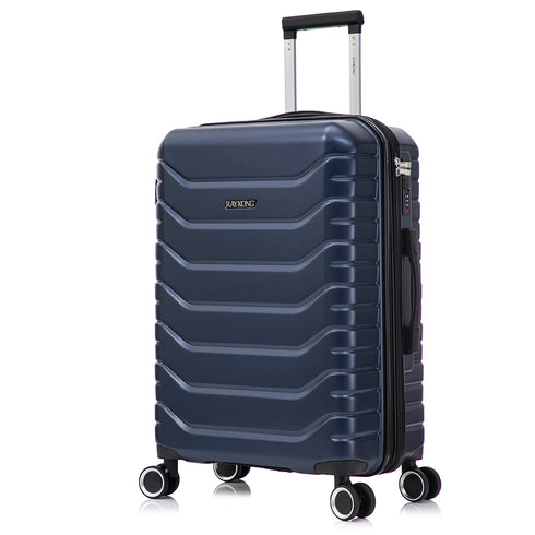 RAYKONG Mala Média Expansível ABS+Policarbonato 66x45x27.50cm - 30cm Expandida | 82L - 90L | 24 Polegadas | 23kg semirrígida cadeado de combinação - Azul Marinho