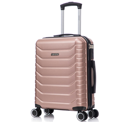 RAYKONG Mala de Cabine 55x40x20cm Policarbonato (40L) Semirrígida Trolley Pequeno Bagagem de Mão 4 Rodas Giratórias 360º Fecho Numérico - Rosa Dourado