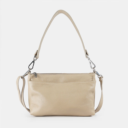 Bolso bandolera de piel para mujer con asa corta khaki Martina