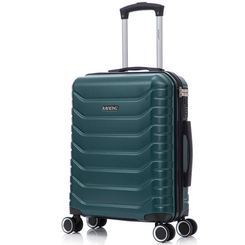 RAYKONG Mala de Cabine 55x40x20cm Policarbonato (40L) Semirrígida Trolley Pequena Bagagem de Mão 4 Rodas Giratórias 360º Fecho Numérico - Verde