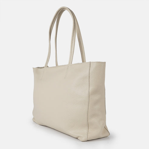 Bolso shopper para mujer de piel para personalizar beige Luna