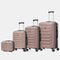 Conjunto de 4 Maletas ABS+PC|Neceser 29cm|Cabina 55x40x20cm|Mediana Expandible 20kg-23kg - 66x45x27.50-30cm|Grande Expandible 23kg-25kg - 75x49x31-33.50cm | RosaDorada