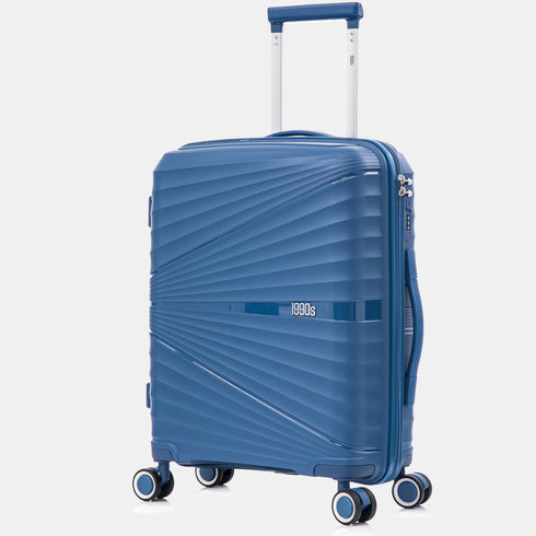Maleta de cabina 55x39x21.5 cm (46L) Polipropileno - Candado Incrustado - 20 Pulgadas - Azul marino - Chocolate