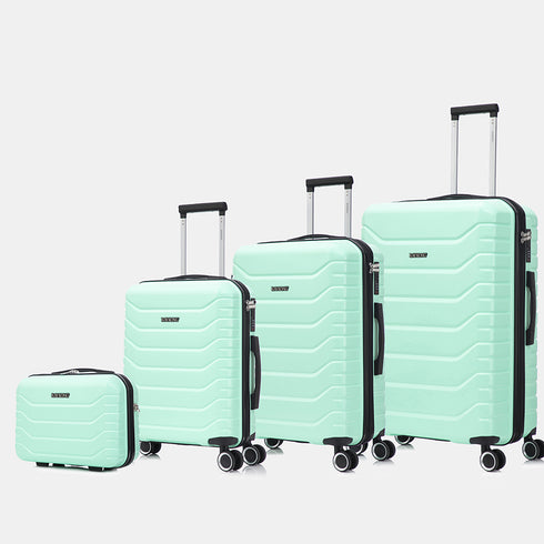 Conjunto de 4 Maletas ABS+PC|Neceser 29cm|Cabina 55x40x20cm|Mediana Expandible 20kg-23kg - 66x45x27.50-30cm|Grande Expandible 23kg-25kg - 75x49x31-33.50cm | Menta