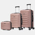 Conjunto de 3 Maletas|Neceser 29x35x16.50cm|Maleta Cabina ABS+PC 55x40x20cm|Mediana Expandible 20kg-23kg - 66x45x27.50-30cm | RosaDorada
