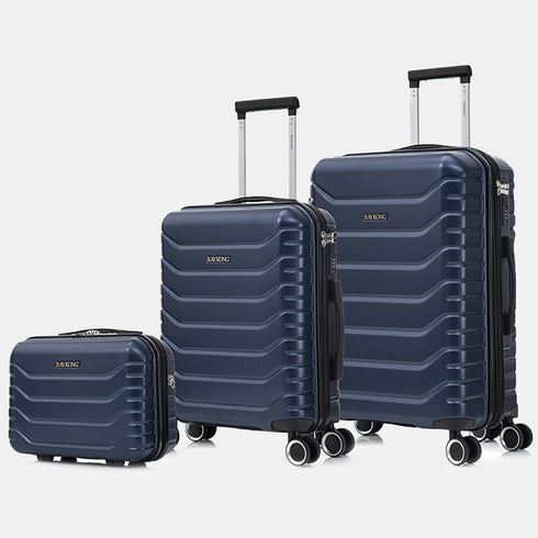 Conjunto de 3 Maletas|Neceser 29x35x16.50cm|Maleta Cabina ABS+PC 55x40x20cm|Mediana Expandible 20kg-23kg - 66x45x27.50-30cm | AzulMarino