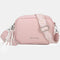 Bolso bandolera mujer pequeño de cuero PU con dos bandoleras bolso mensajero para cruzar PU - Rosa