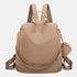 Mochila antirrobo Impermeable para mujer (14.80L) | Mochila Convertible en bolso con pompón y asa desmontable de adorno Khaki