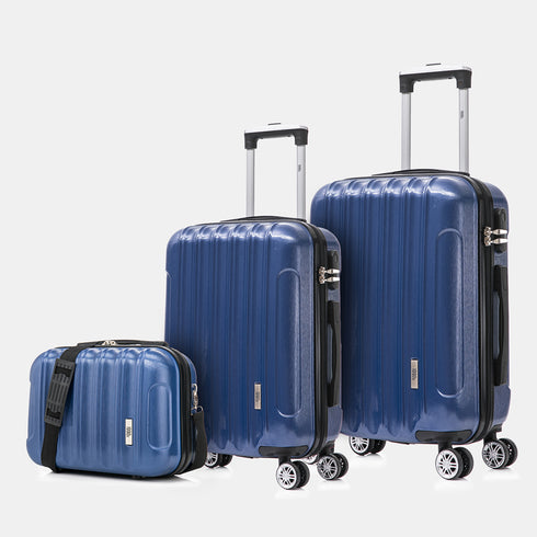 1990s Conjunto de Malas de Policarbonato Rígido 3 Peças|Mala de Cabine 55cm|Mala Média 68cm|Necessaire 29cm|Azul Marinho