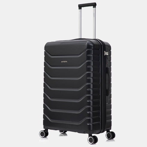 RAYKONG Maleta Grande Expandible ABS+Policarbonato 75x49x31cm - 33.50cm Extendido | 114L - 123L | 28 Pulgadas | 25kg semirígidas candado combinación - Negro