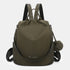 Mochila antirrobo Impermeable para mujer (14.80L) | Mochila Convertible en bolso con pompón y asa desmontable de adorno Verde