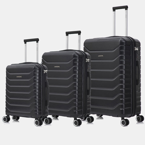 Raykong Conjunto de Malas de Viagem 3 peças | Mala de Cabine 55cm | Média Expansível 65cm | Grande Expansível 75cm - Watt (Preto)
