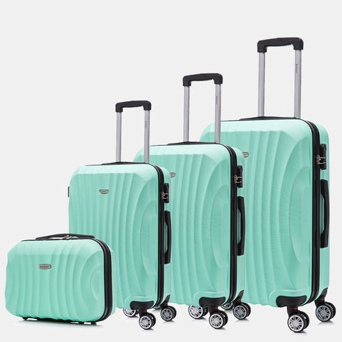 Raykong Conjunto de maletas de viaje de 4 piezas Neceser(29cm)/55cm/68cm/78cm ABS Waves - Menta
