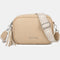 Bolso bandolera mujer pequeño de cuero PU con dos bandoleras bolso mensajero para cruzar PU - Taupe