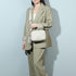 Bolso bandolera mujer pequeño de cuero PU con dos bandoleras bolso mensajero para cruzar PU - Beige