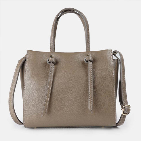 Bolso bandolera mujer de piel con asas de mano khaki Mercedes