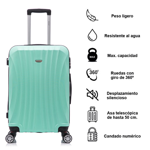Raykong Conjunto de maletas de viaje de 4 piezas Neceser(29cm)/55cm/68cm/78cm ABS Waves - Menta