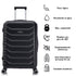 RAYKONG Mala Média Expansível ABS+Policarbonato 66x45x27.50cm - 30cm Expandida | 82L - 90L | 24 Polegadas | 23kg semirrígida cadeado de combinação - Preto