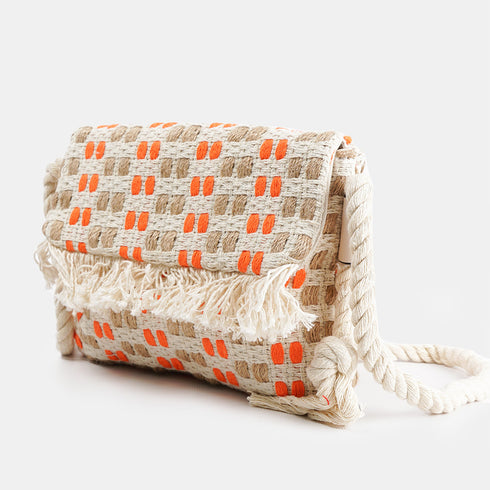 Bolso de rafia trenzado para mujer naranja Eugenia