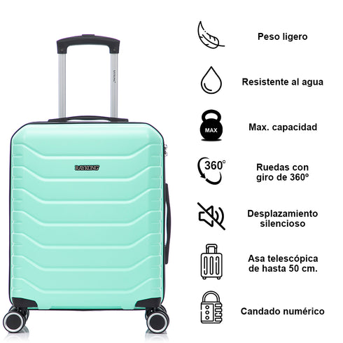 Conjunto de 4 Maletas ABS+PC|Neceser 29cm|Cabina 55x40x20cm|Mediana Expandible 20kg-23kg - 66x45x27.50-30cm|Grande Expandible 23kg-25kg - 75x49x31-33.50cm | Menta