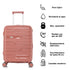 Maleta de cabina 55x38x22 cm (44L) Polipropileno - Candado Incrustado - 20 Pulgadas - Rosa dorado - Bass