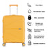 Maleta de cabina 55x39x21.5 cm (46L) Polipropileno - Candado Incrustado - 20 Pulgadas - Amarillo - Chocolate