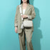 Bolso bandolera mujer pequeño de cuero PU dos compartimentos y dos bandoleras, bolso mensajero para cruzar polipiel regalo original para mujer - Beige