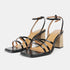 Sandalias con tacón de piel para mujer negro Esmeralda
