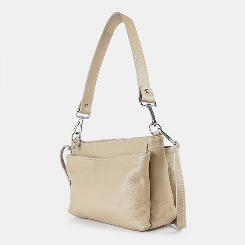 Bolso bandolera de piel para mujer con asa corta khaki Martina