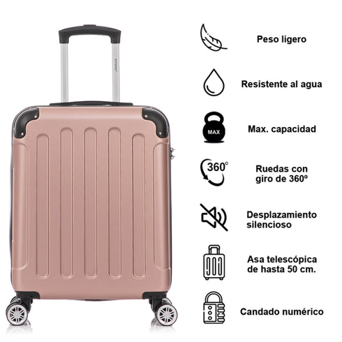 Raykong Mala de Cabine ABS 55x40x20cm (44L) Máximo aproveitamento do espaço - 20 Polegadas - RosaDouradoRaykong