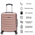 Conjunto de 3 Maletas|Neceser 29x35x16.50cm|Maleta Cabina ABS+PC 55x40x20cm|Mediana Expandible 20kg-23kg - 66x45x27.50-30cm | RosaDorada