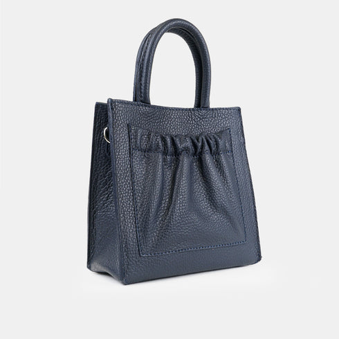 Bolso bandolera de piel pequeño mujer azul marino Carmen