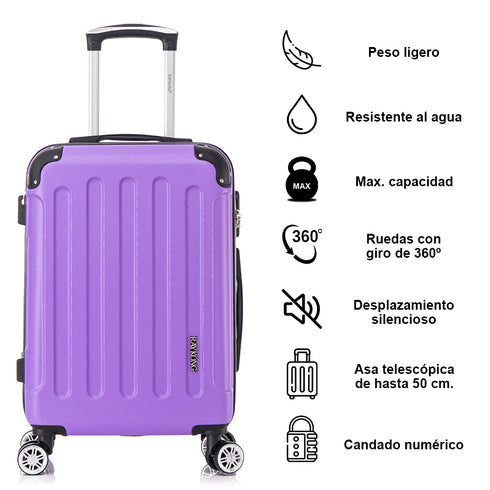 RAYKONG Mala Média ABS 66x43x25cm | 71L | 24 Polegadas | até 23kg semirrígida - Roxo