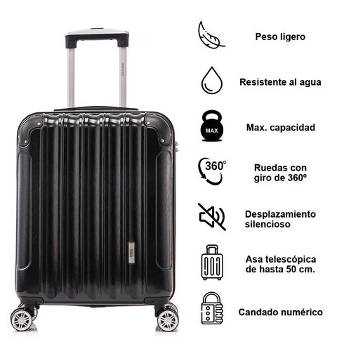 Maleta Cabina 55x40x20cm Policarbonato (44L) - 20 Pulgadas - Negro