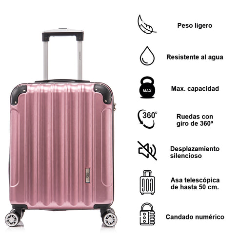 Maleta Cabina 55x40x20cm Policarbonato (44L) - 20 Pulgadas - RosaDorada