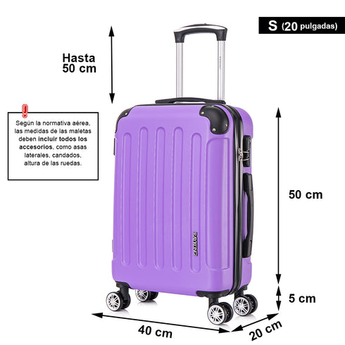 Maleta Cabina ABS 55x40x20cm 44L - 20 Pulgadas Morado - Marina