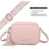 Bolso bandolera mujer pequeño de cuero PU con dos bandoleras bolso mensajero para cruzar PU - Rosa