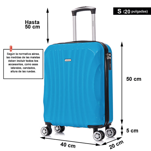 Raykong Maleta Cabina ABS 55x40x20cm (44L) - 20 Pulgadas Turquesa - Waves