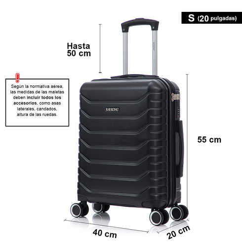 RAYKONG Maleta de Cabina 55x40x20cm Policarbonato (40L) semirígida Trolley pequeño Equipaje de Mano 4 Ruedas giratorios a 360º Cierre numérico-Negro